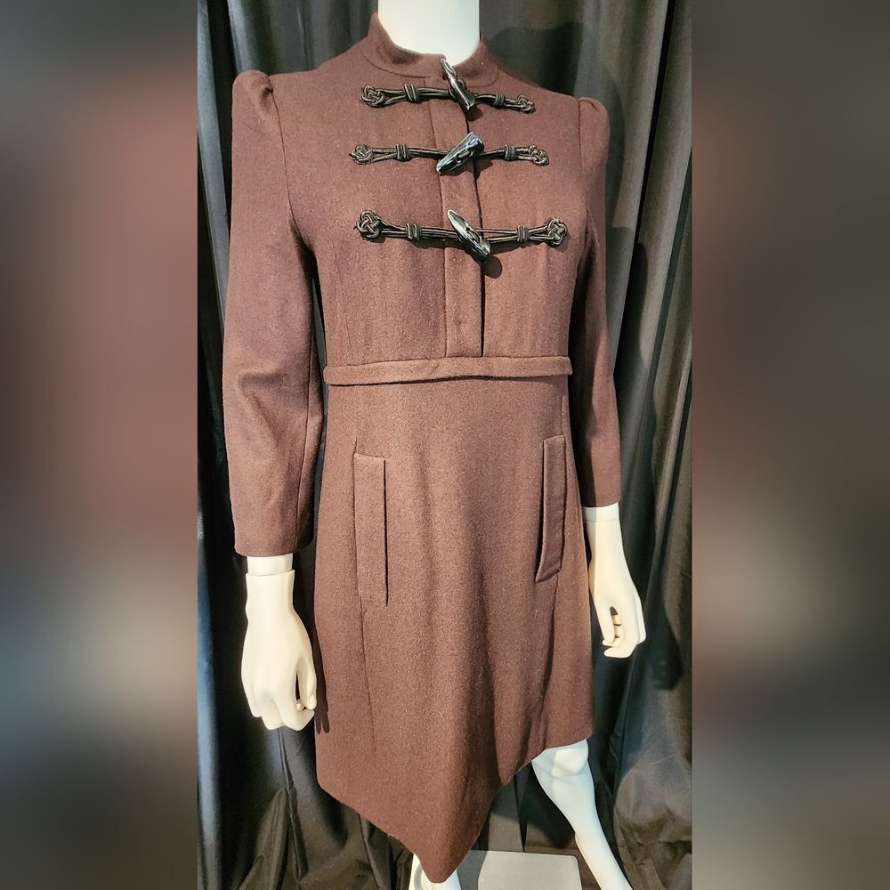 Marc Jacob's Vintage Brown wool Toggle Dress Coat with Standing collar - Picture 13 of 16